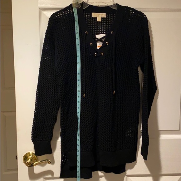 Michael Kors Sweater Black Net Lace up Tunic S NWT - Picture 9 of 16